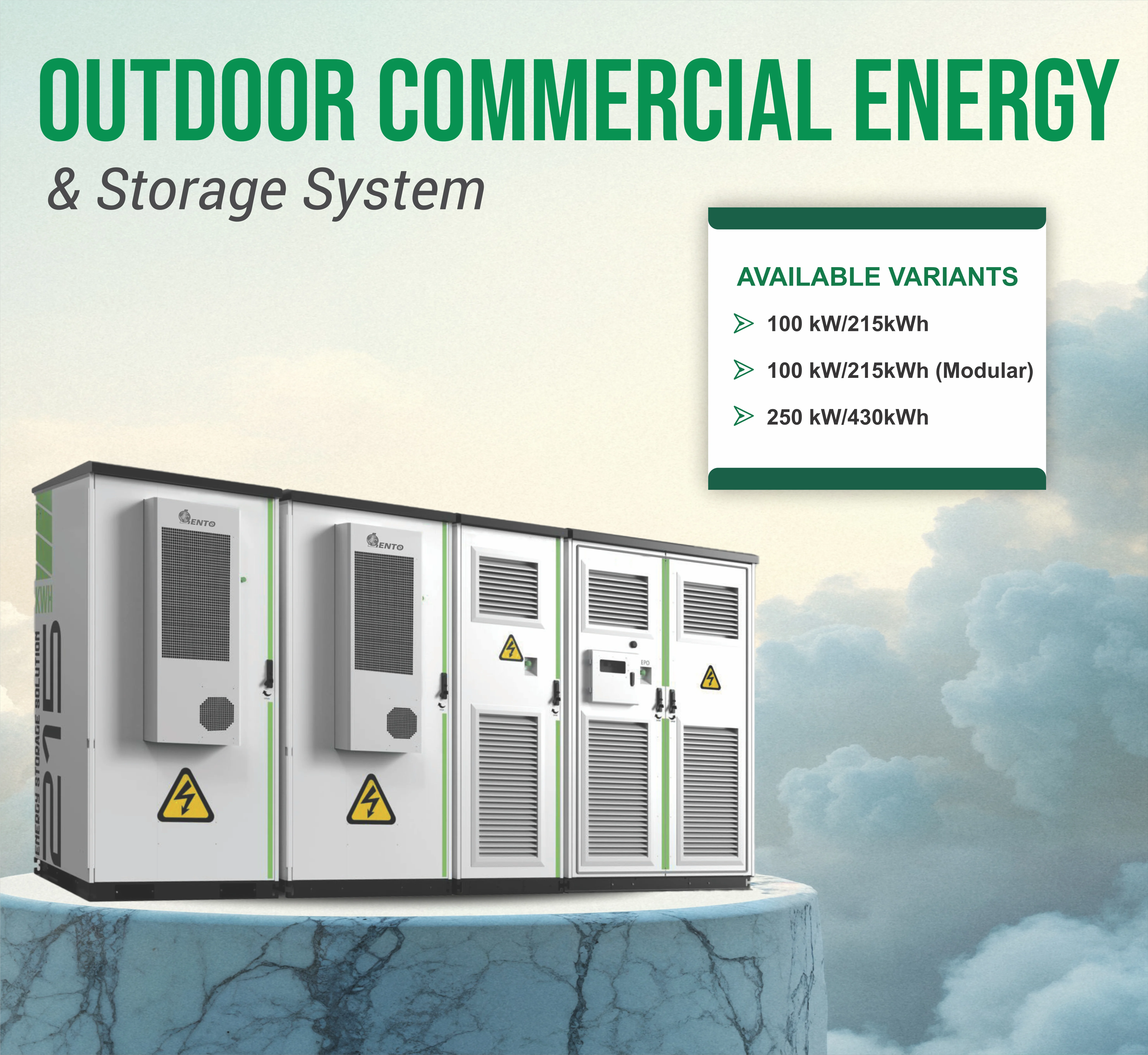 Outdoor commercial energy and storage system